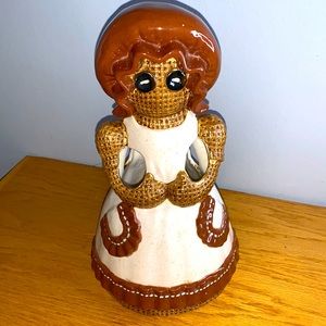 Folk Art Eleanor Ceramic Pottery Utensil Holder Button Women Mama Kitchen Figure
